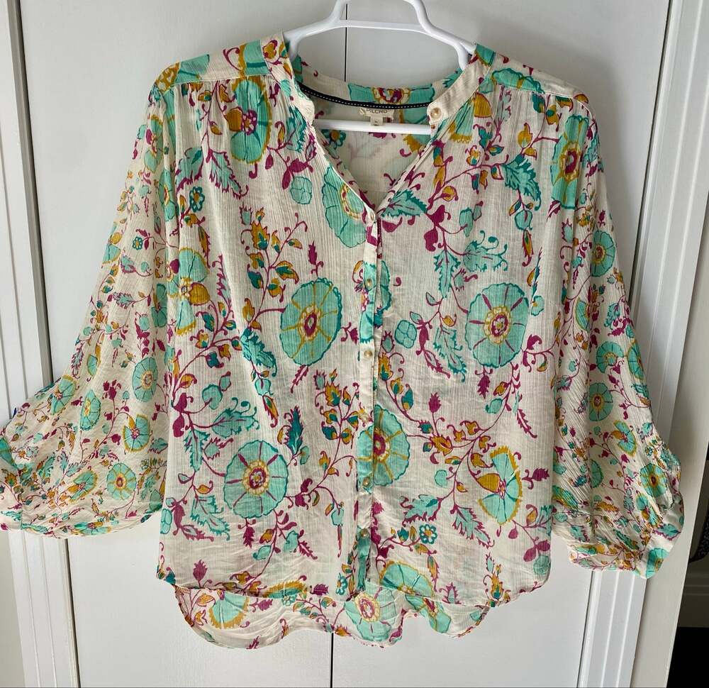 Pilcro 100% Cotton Floral Print Loose Fit Blouse Size XL Feminine